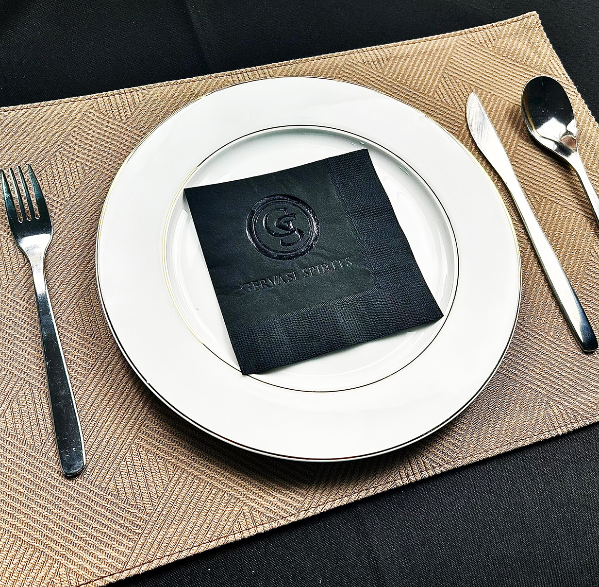 Luxury Black Paper Napkins with Hot Stamping