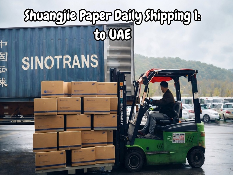 Shuangjie Paper sender fuld container med Airlaid-servietter til UAE fra Ningbo Port